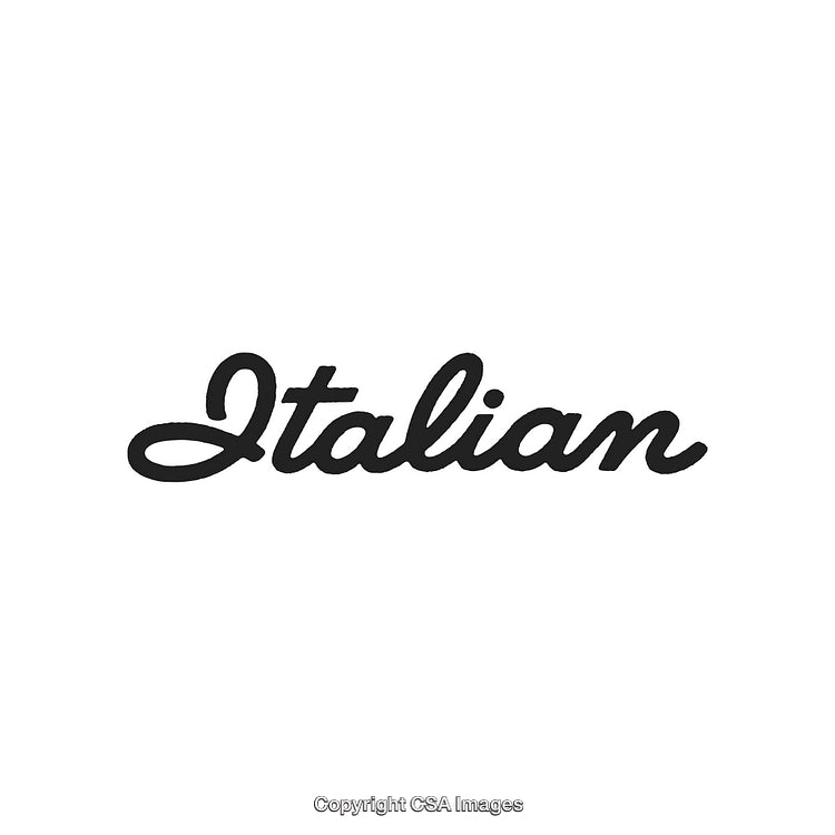 Modern Calligraphy of the Word 'Italian' in Black Script on White Background
