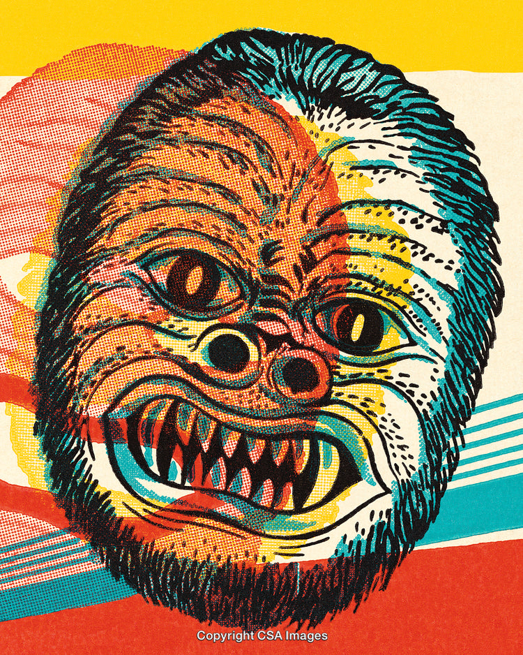 Vivid Abstract Artwork of a Fierce Beast in Retro Comic Style