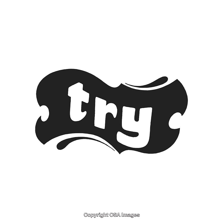 Creative Stylized Word Art Featuring the Phrase 'Try' in Bold Black Design