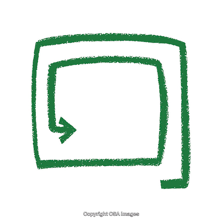Minimal Green Arrow Wrapped Within Square on White Background