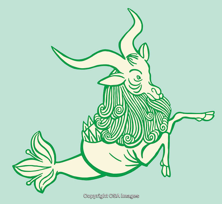 Illustrated Capricorn Symbol Depicting a Goat with a Fish Tail Design