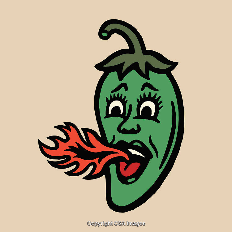 Colorful Illustration of a Spicy Jalapeno Emitting Fire