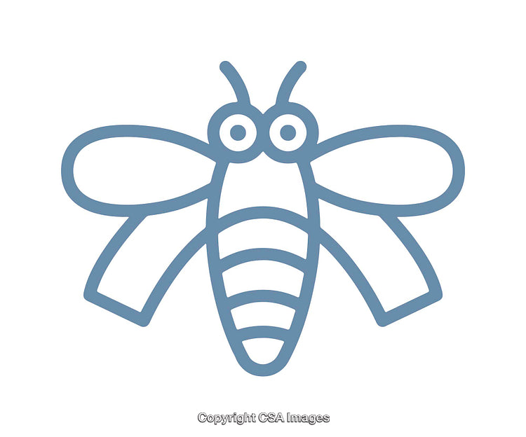 Minimalistic Icon Representation of a Bee in Cartoon Style Design