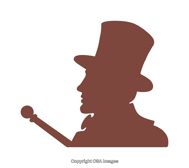 Silhouette of a Person in a Top Hat Profile View