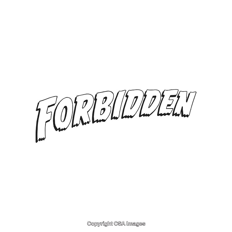 Text Illustration of Forbidden Word in Bold Monochrome Lettering