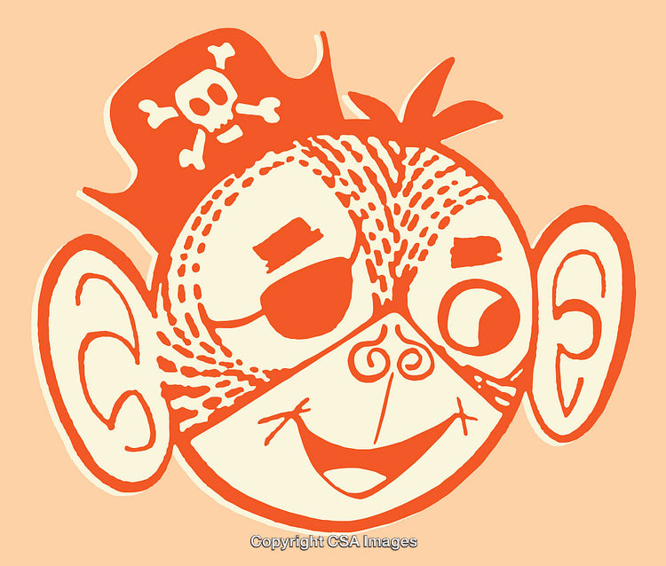Playful Pirate Monkey in Whimsical Color Line Art Design