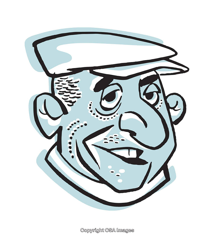 Playful Cartoon Illustration of a Smiling Character in a Hat