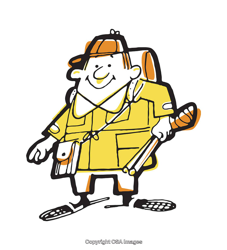 Cartoon Explorer in Yellow Outfit with Adventure Gear and Backpack