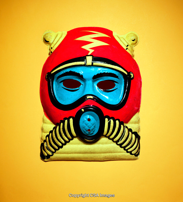 Colorful Vintage Diver Mask with Bold Design on Bright Background