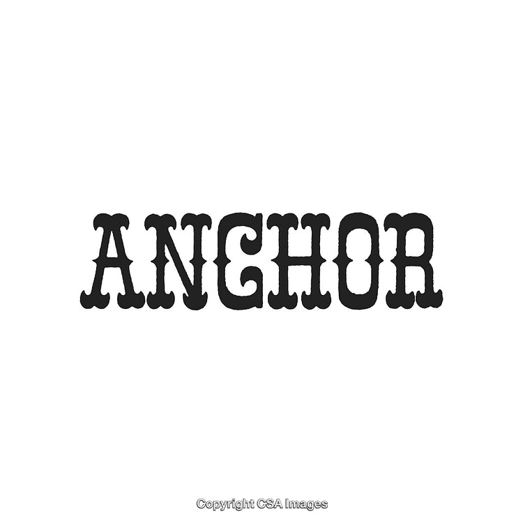 Vintage Typography Display of the Word Anchor on White Background