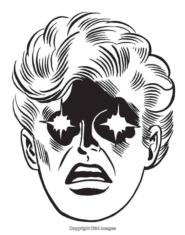 Retro Comic Style Illustration of Astonished Person With Starry Eyes