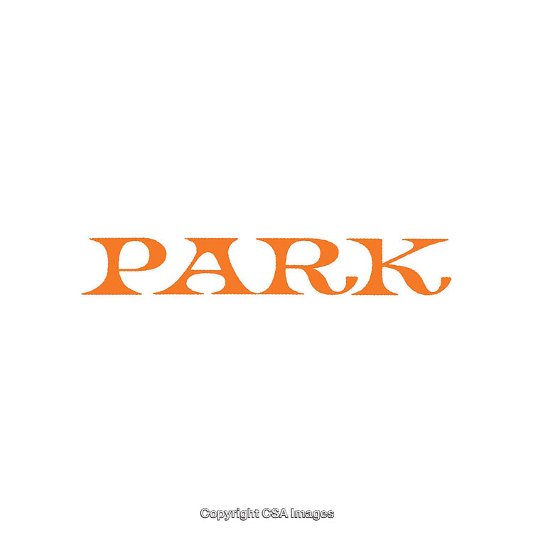 Orange Display of the Word Park on a White Background
