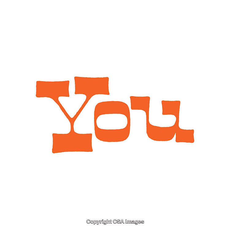 Bold Typography Illustration Featuring the Word 'You' in Vibrant Orange Design