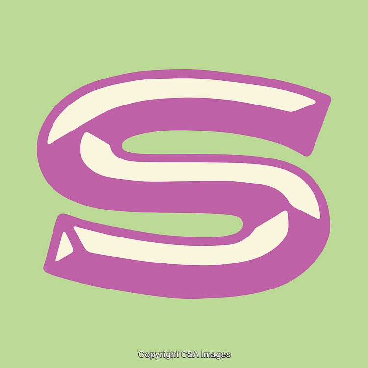 Stylized Purple Letter S on a Light Green Background