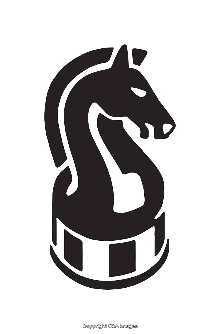 Black and White Knight Chess Piece Line Art Illustration