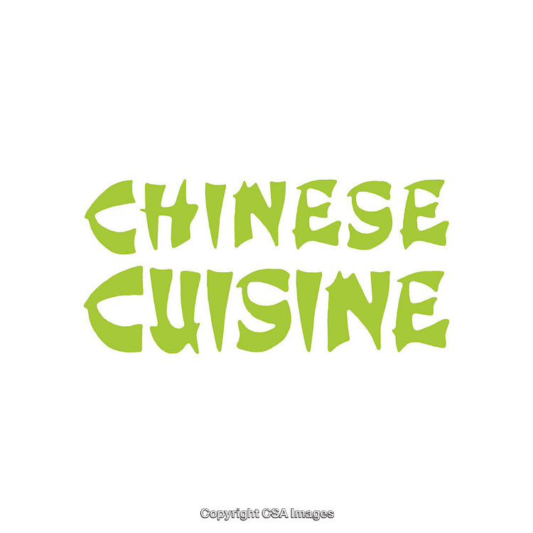 Green Stylized Text Depicting Chinese Cuisine on a White Background