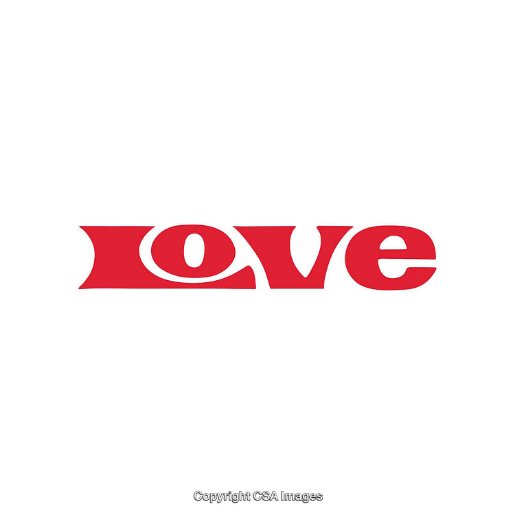 Red Artistic Word Design Featuring the Word Love on White Background
