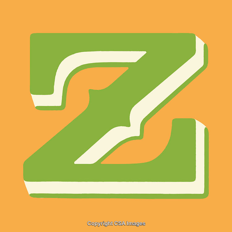 Bold Artistic Representation of the Letter Z in Green and Orange