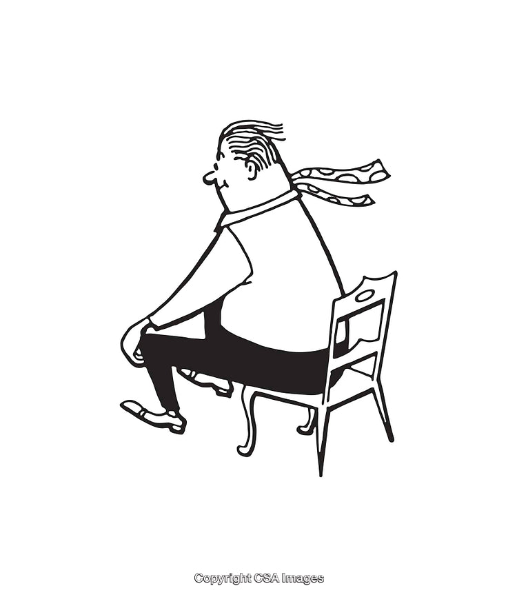 Whimsical Black And White Line Art Illustration of a Person Sitting