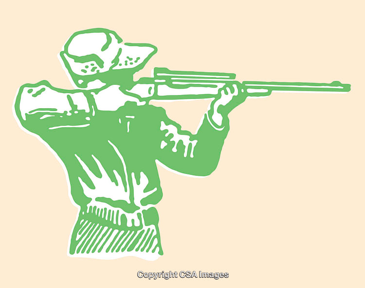 Illustration of a Hunter with Rifle in a Vintage Style Art