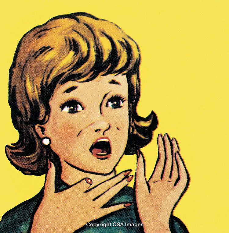 Surprised Cartoon Woman With Hands Raised Shocked Expression
