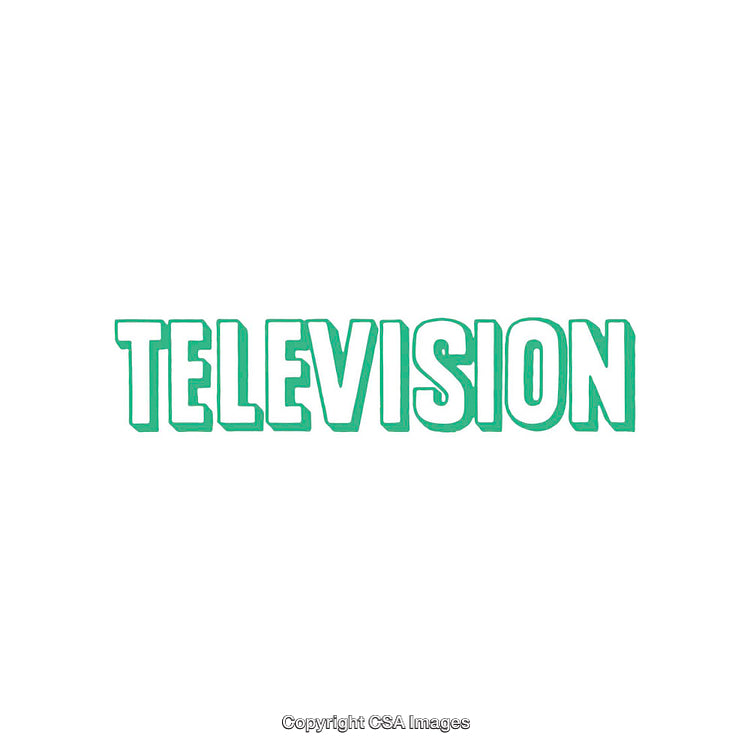 Bold Green Typography of the Word Television on a White Background