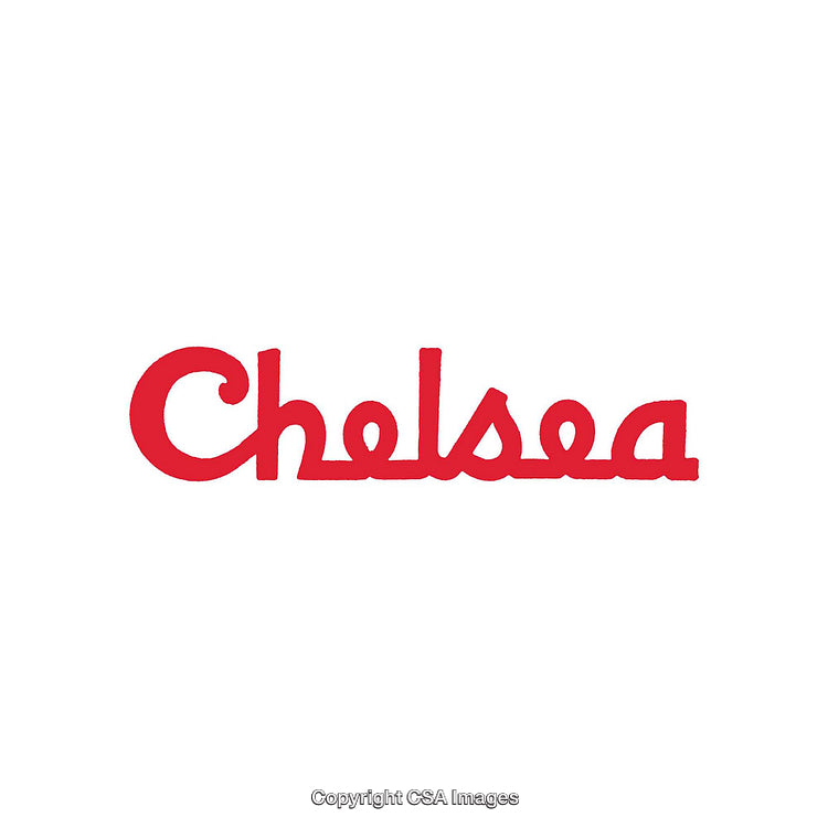 Bold Red Typeface Design Highlighting The Word Chelsea on White Background