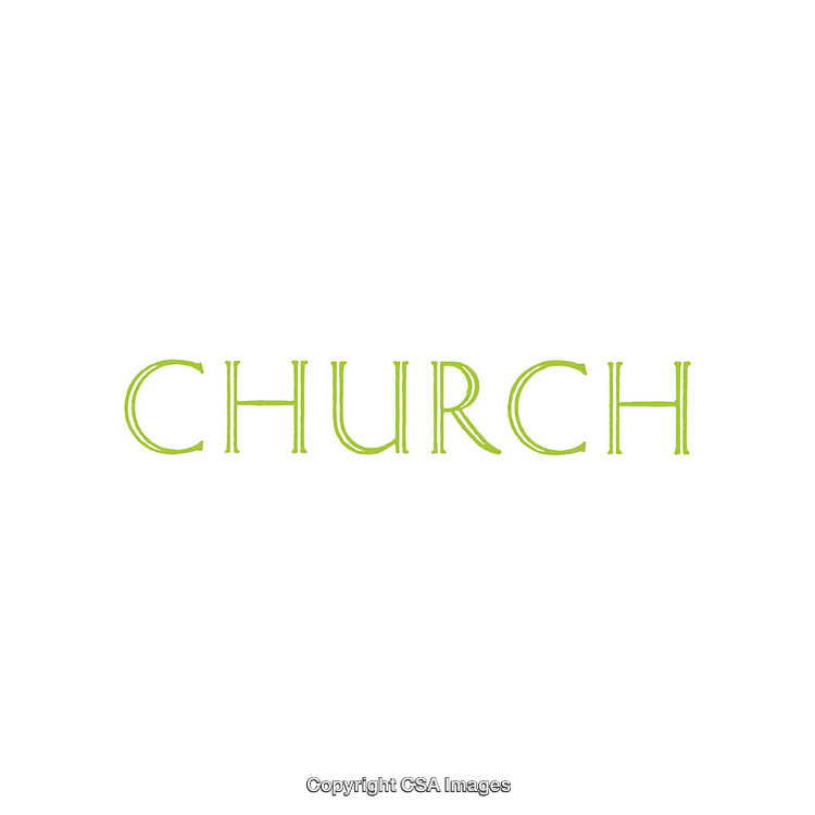 Minimalist Green Text Design Featuring the Word Church on White Background