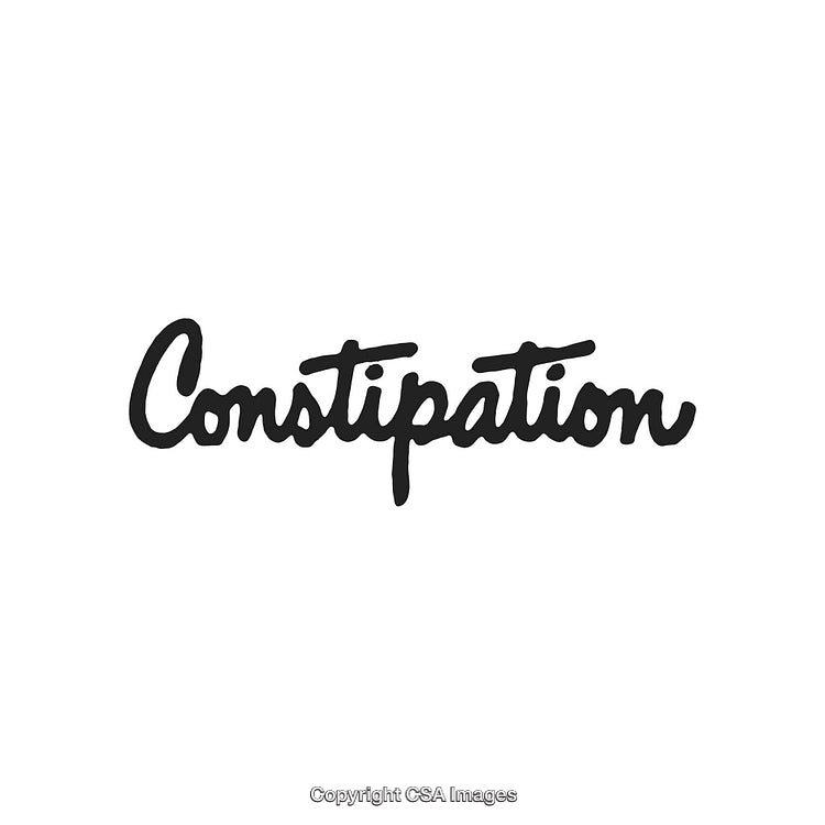 Black Handwritten Text Illustration of the Word Constipation Isolated on White