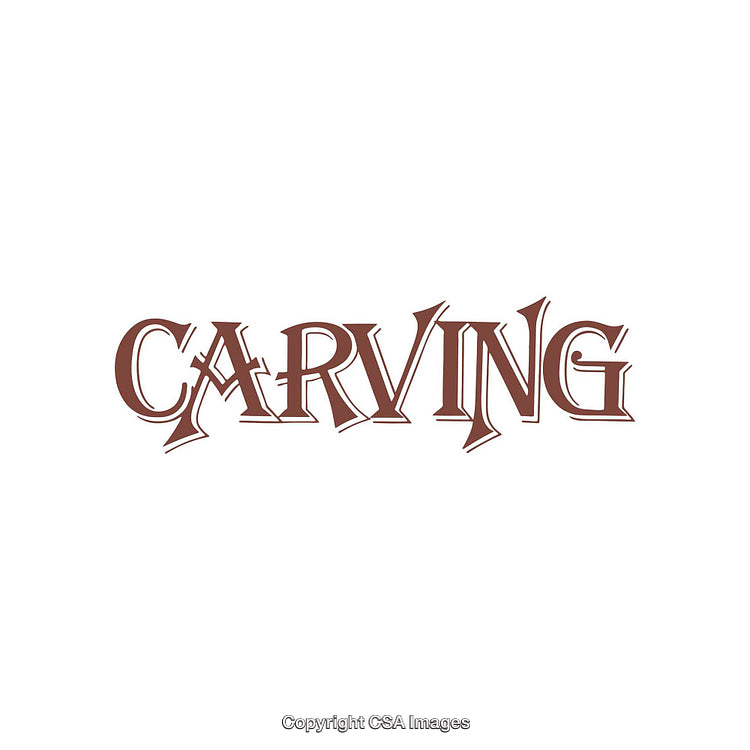 Typography Depiction Using Elegant Script Featuring the Word 'Carving'