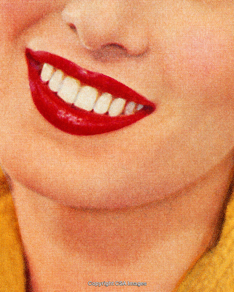 Close-Up of Smiling Lips with Vintage Dot Screen Effect