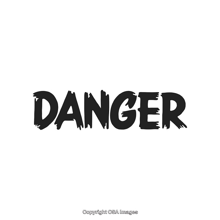 Bold Black Danger Text in Brush Font Style on White Background