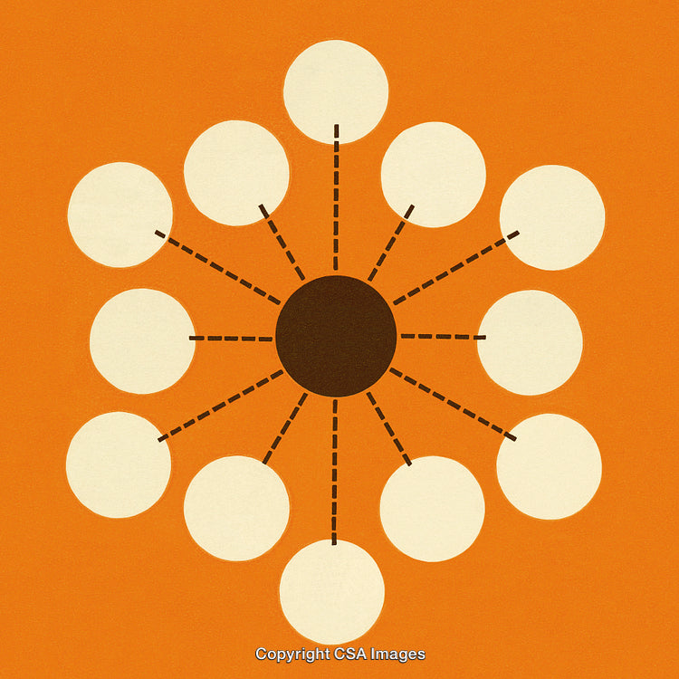 Abstract Design Featuring a Circular Connection Pattern on Orange Background