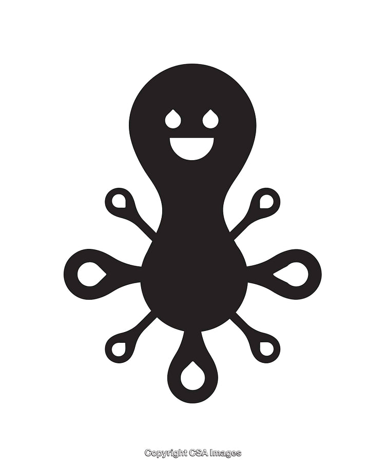 Happy Smiling Octopus Simplistic Black and White Icon Design Illustration