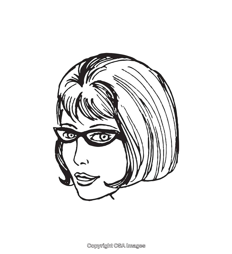 Stylish Line Art Portrait of a Woman in Glasses