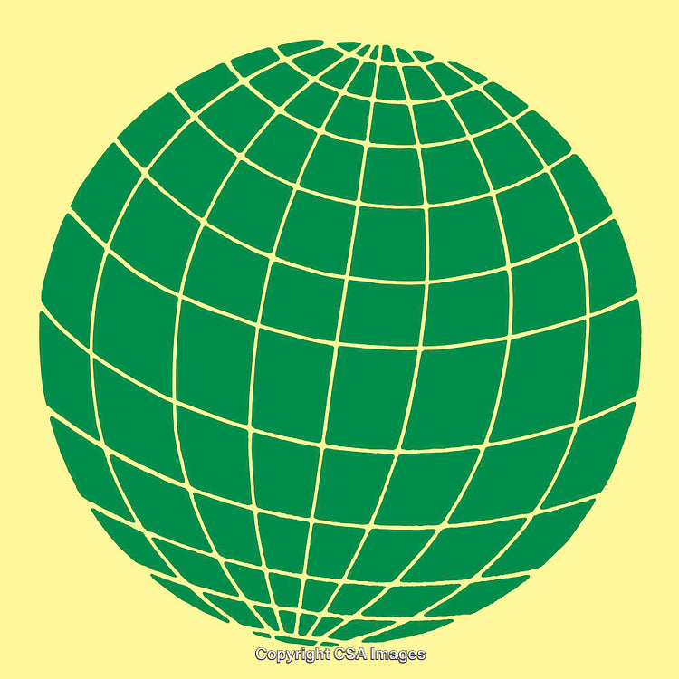 Green Grid Globe Illustration on Light Yellow Background