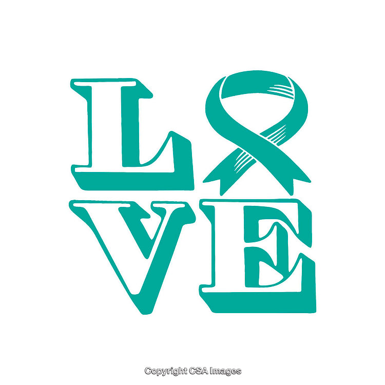 Teal LOVE Design Featuring an Awareness Ribbon in Bold Typography