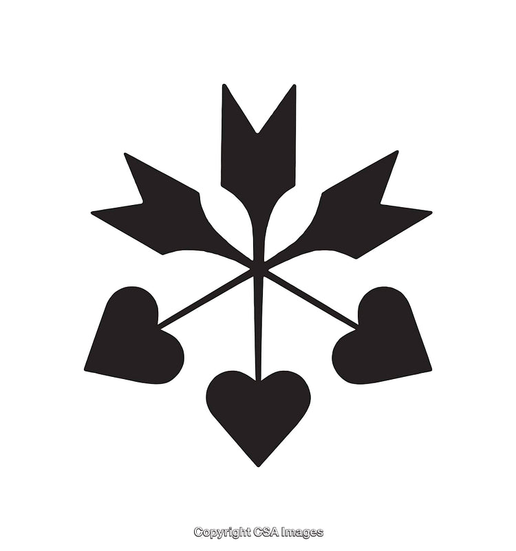 Black and White Simple Icon of Hearts and Arrows Design