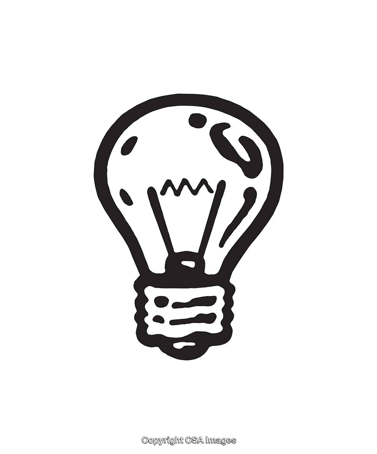 Hand-Drawn Black and White Lightbulb Design Illustration