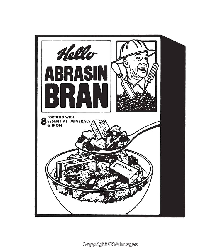 Black and White Line Art of a Bran Cereal Box Illustration