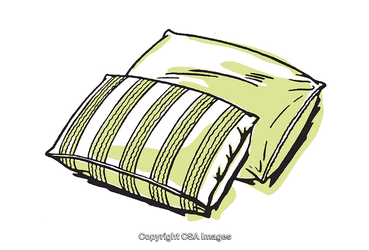 Illustrated Cushions With Stripes and Patterns Close-Up on White Background