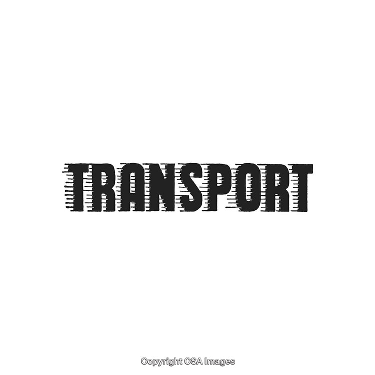 Grunge Stylized Typography Illustration Focused on the Word 'Transport' in Black and White