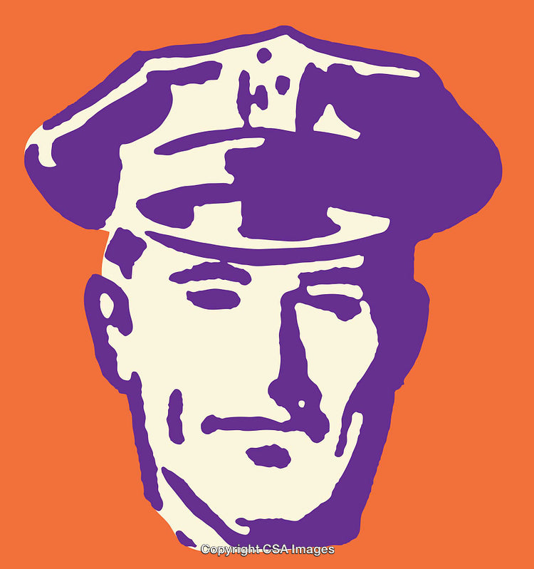 Colorful Line Art Illustration of a Police Officer in Minimalist Style