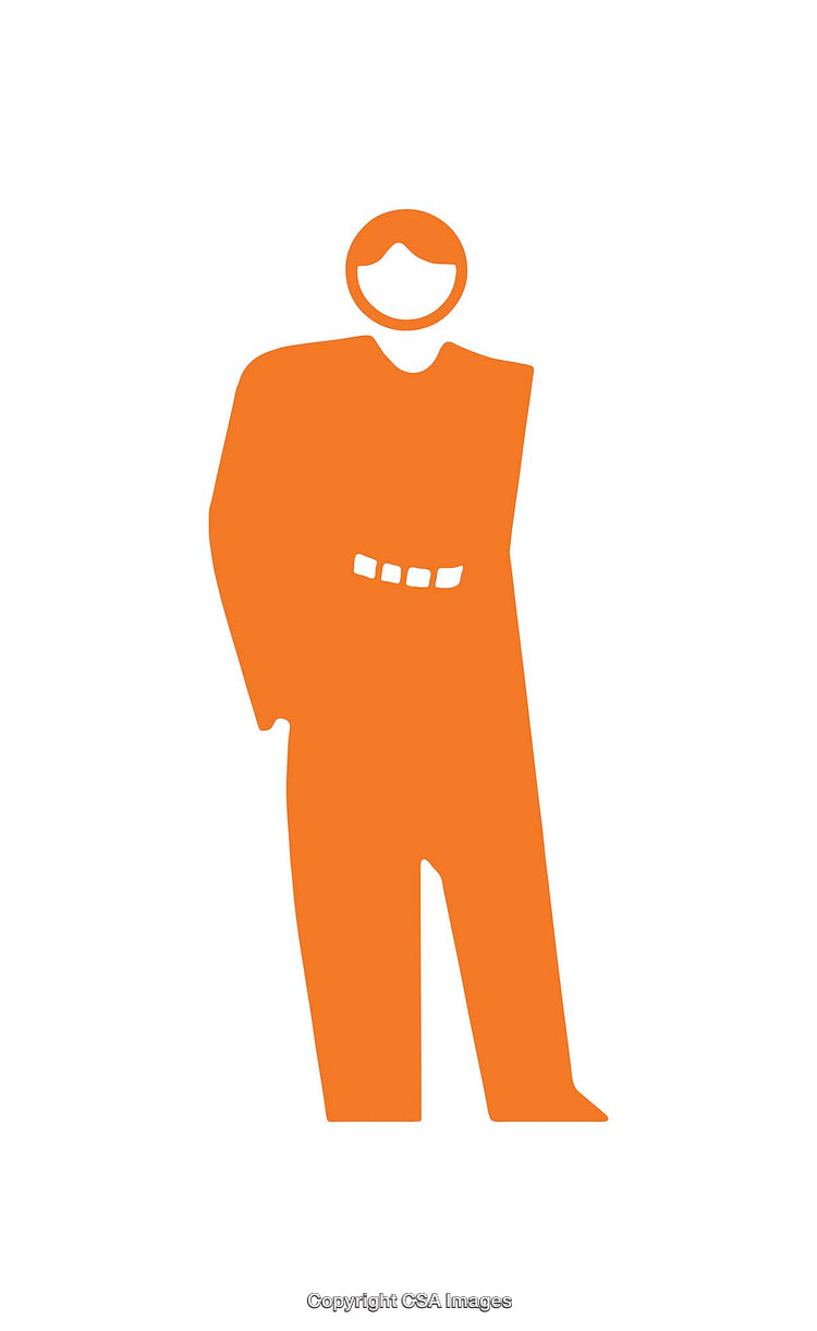 Minimalistic Orange Human Icon on Plain White Background