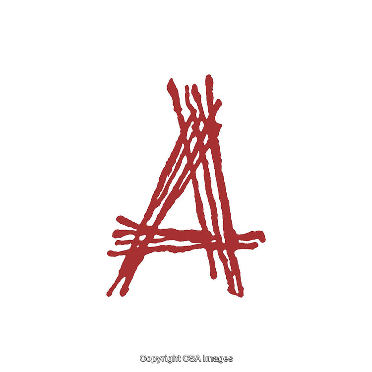 Artistic Letter A in Red Hand-Drawn Style on White Background