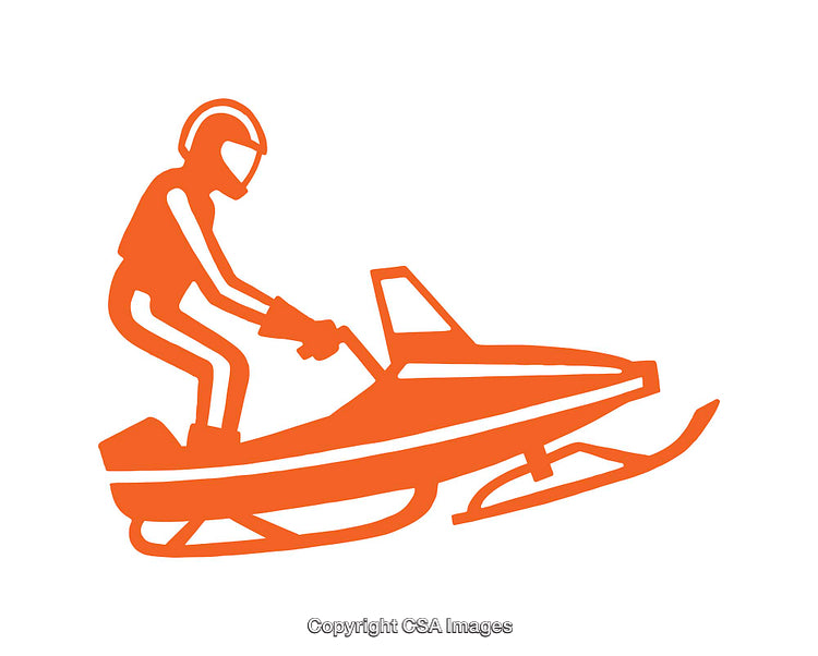 Silhouette Icon of Snowmobile Rider with Helmet in Minimalist Style