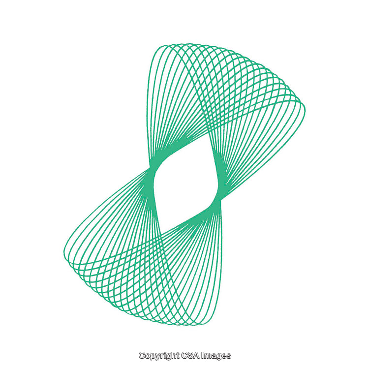 Abstract Symmetrical Pattern With Green Lines on a White Background