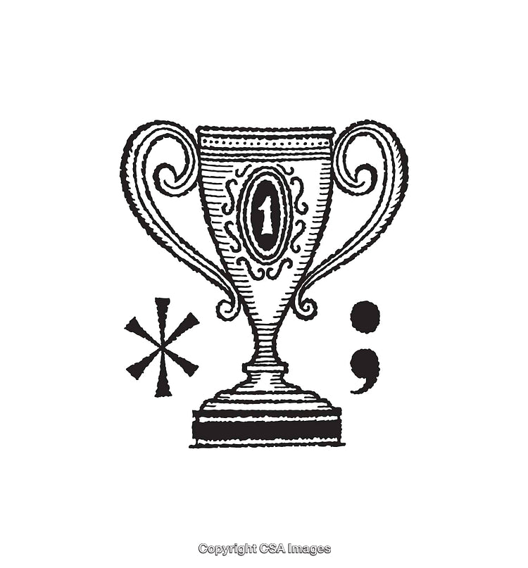 Vintage Black and White Trophy Illustration with Classic Ornamental Design