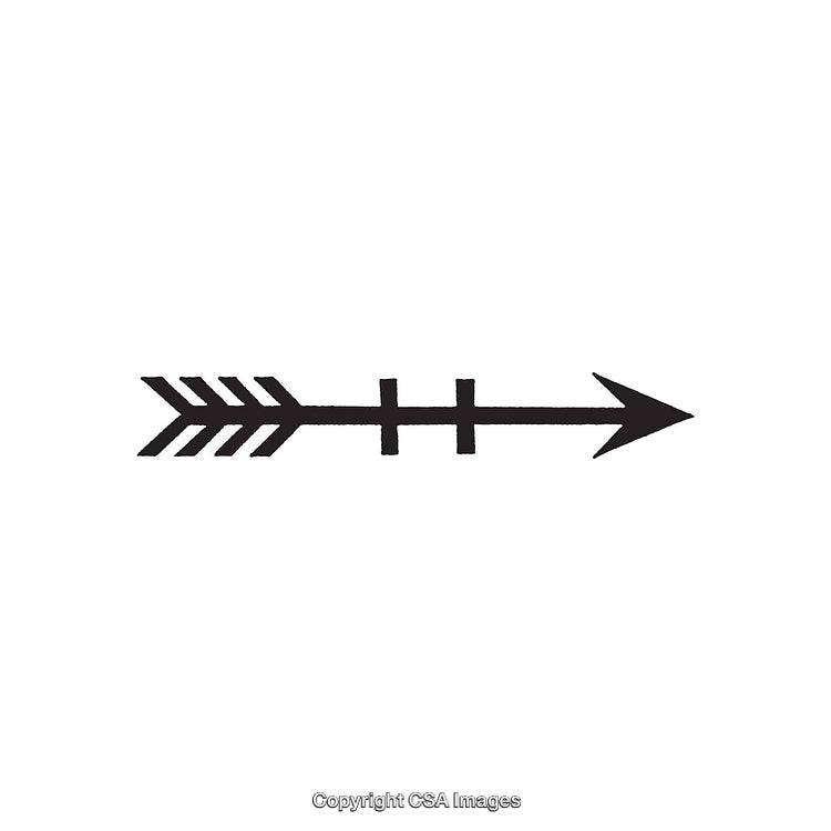 Black Hand-Drawn Arrow Symbol with Geometric Accents on White Background