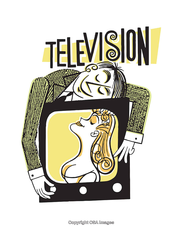 Illustrated Concept of Television Obsession with Colorful Retro Style